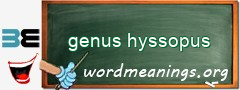 WordMeaning blackboard for genus hyssopus